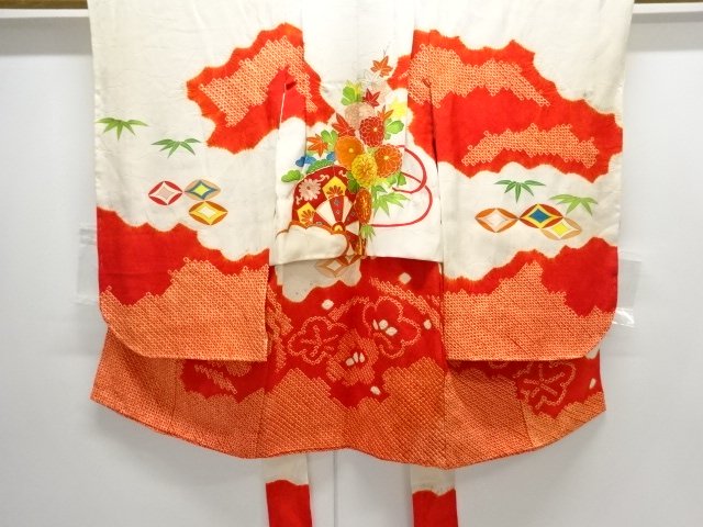 JAPANESE KIMONO / ANTIQUE KIMONO / SILK / SHIBORI / EMBROIDERY / FLORAL CART